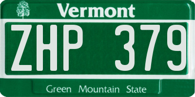 VT license plate ZHP379