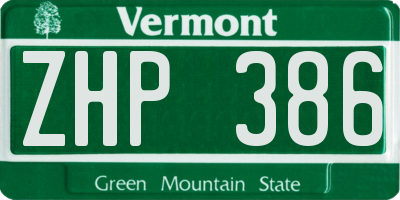 VT license plate ZHP386