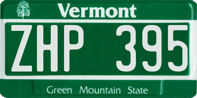 VT license plate ZHP395