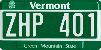 VT license plate ZHP401