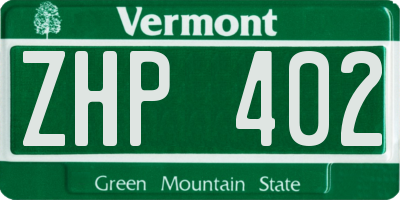 VT license plate ZHP402