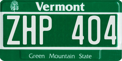 VT license plate ZHP404