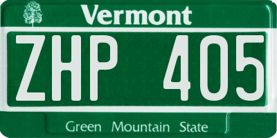 VT license plate ZHP405