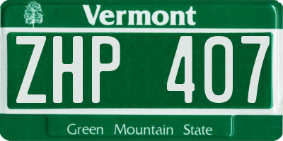 VT license plate ZHP407