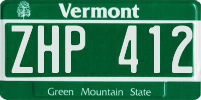 VT license plate ZHP412