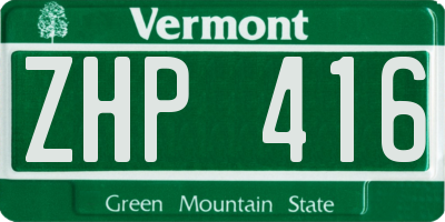 VT license plate ZHP416