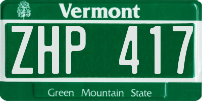 VT license plate ZHP417