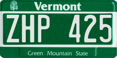 VT license plate ZHP425