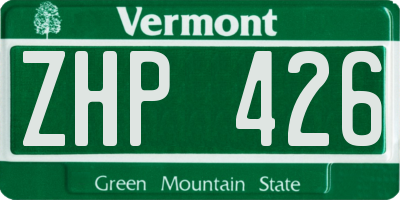 VT license plate ZHP426