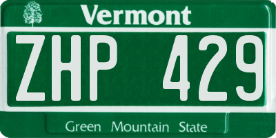 VT license plate ZHP429