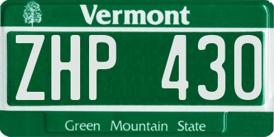VT license plate ZHP430