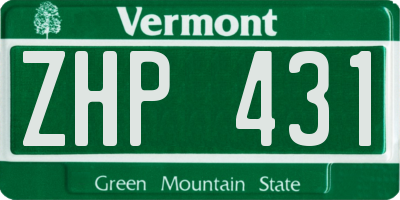 VT license plate ZHP431