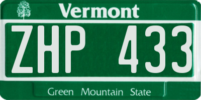 VT license plate ZHP433