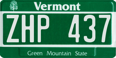 VT license plate ZHP437