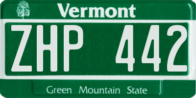 VT license plate ZHP442