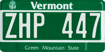 VT license plate ZHP447