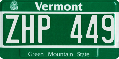 VT license plate ZHP449