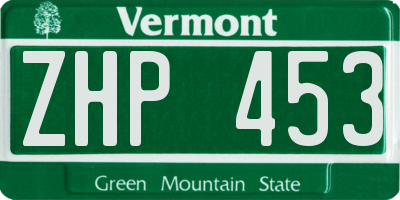 VT license plate ZHP453
