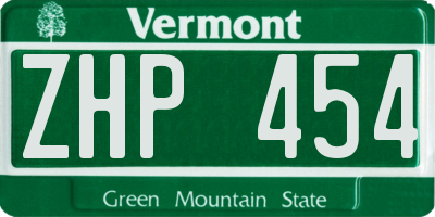 VT license plate ZHP454