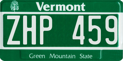 VT license plate ZHP459