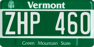 VT license plate ZHP460