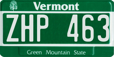 VT license plate ZHP463