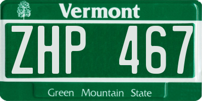 VT license plate ZHP467