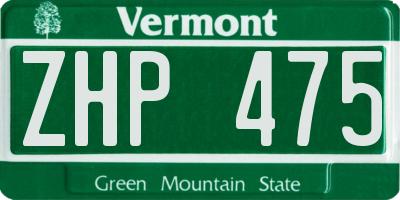 VT license plate ZHP475