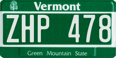VT license plate ZHP478