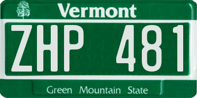 VT license plate ZHP481