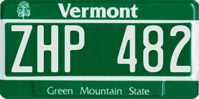 VT license plate ZHP482