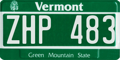 VT license plate ZHP483
