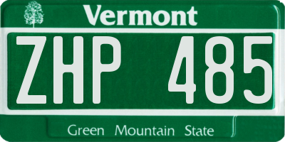 VT license plate ZHP485