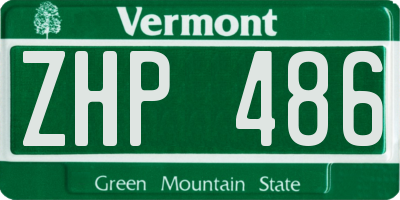 VT license plate ZHP486
