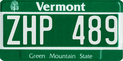 VT license plate ZHP489