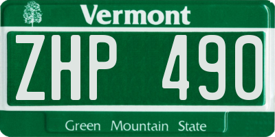 VT license plate ZHP490