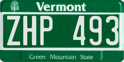 VT license plate ZHP493