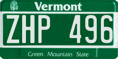VT license plate ZHP496