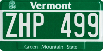 VT license plate ZHP499