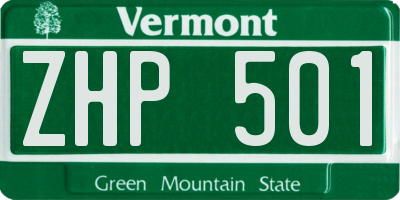VT license plate ZHP501