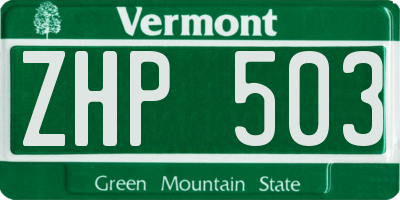 VT license plate ZHP503