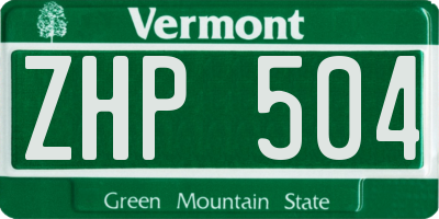 VT license plate ZHP504