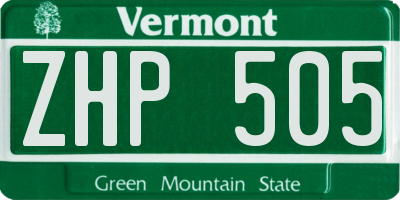VT license plate ZHP505