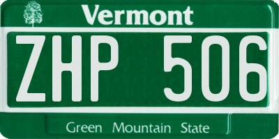 VT license plate ZHP506