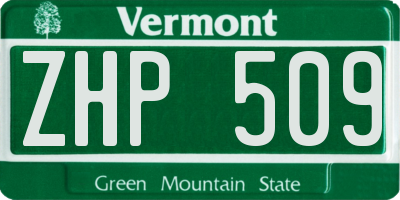 VT license plate ZHP509