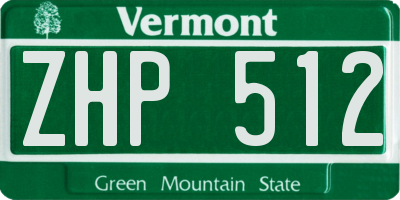 VT license plate ZHP512