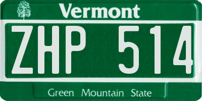 VT license plate ZHP514