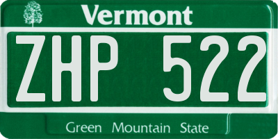 VT license plate ZHP522