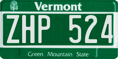 VT license plate ZHP524