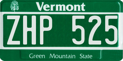 VT license plate ZHP525